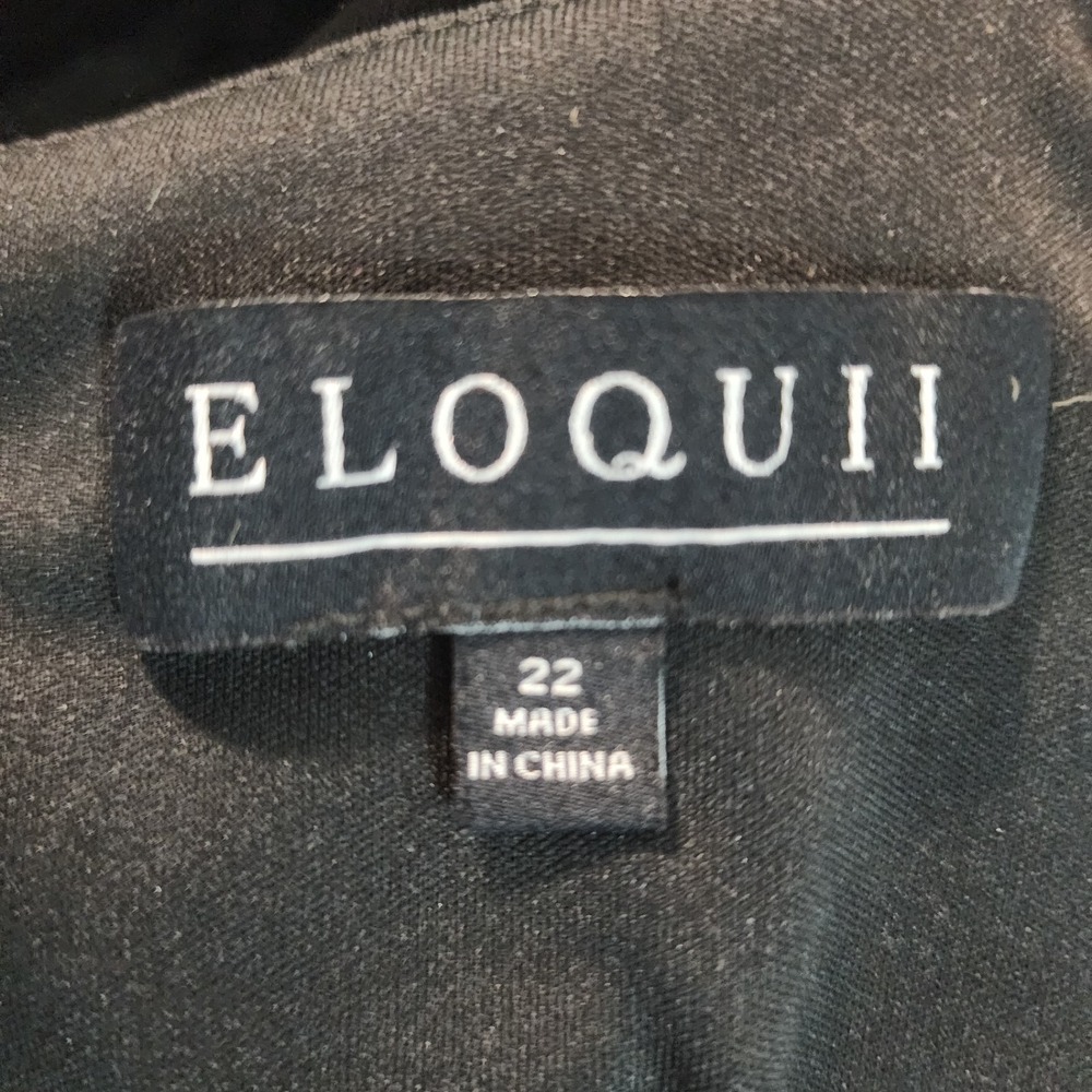 ELOQUII Size 22 Elegant Draped Black Velvet Exposed Zipper Cocktail Dress EUC - Picture 11 of 11